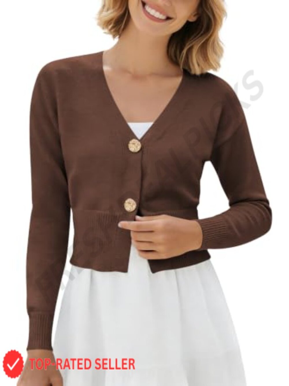 Women's Cropped V-Neck Button Down Knit Cardigan Sweater